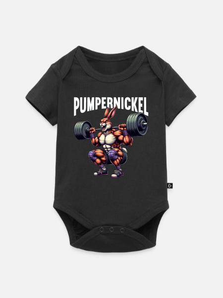 Pumpernickel-Kaninchen Fitnesstrainer Bodybuilder - Baby Premium Kurzarmbody - Schwarz