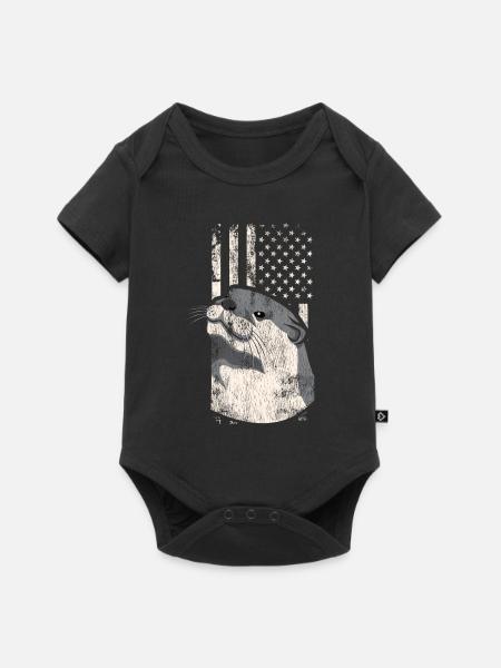 Otter American Flag - Baby Premium Kurzarmbody - Schwarz