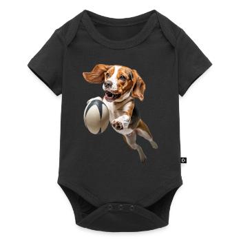 Beagle - Baby Premium Kurzarmbody - Schwarz - Vorne