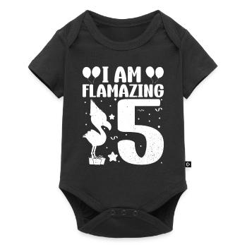 Je suis Flamazing 5 ans Flamingo Anniversaire - Body à manches courtes Premium Bébé - noir - Devant