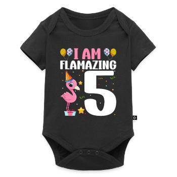Je suis Flamazing 5 ans Flamingo 5ème anniversaire - Body à manches courtes Premium Bébé - noir - Devant