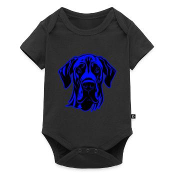 Great Dane Hund Tier Porträt - Baby Premium Kurzarmbody - Schwarz - Vorne