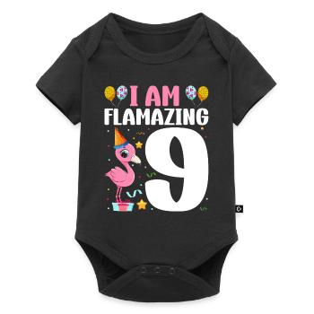 Je suis Flamazing 9 ans Flamingo 8ème anniversaire - Body à manches courtes Premium Bébé - noir - Devant