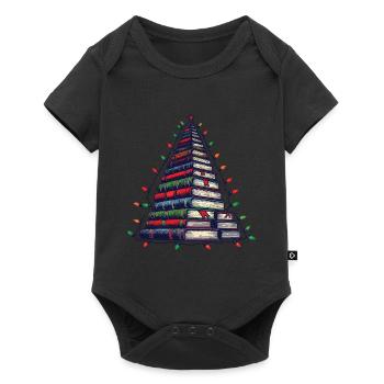 Arbre à livres pour les amateurs de livres à Noël - Body à manches courtes Premium Bébé - noir - Devant