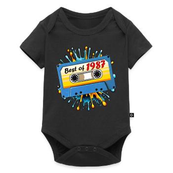 1987 MUSIKKASETTE BEST OF - Baby Premium Kurzarmbody - Schwarz - Vorne