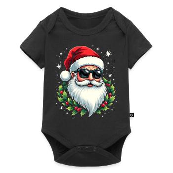 Cooler Weihnachtsmann mit Sonnenbrille Weihnachten - Baby Premium Kurzarmbody - Schwarz - Vorne