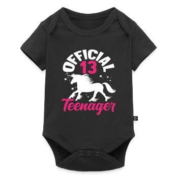 Official 13 Birthday Teenager Unicorn - Baby Premium short-sleeve bodysuit - black - Front