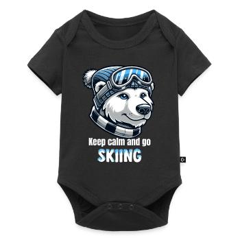 Polar Bear Skiing Ski Goggles Beanie Winter Vacation - Baby Premium short-sleeve bodysuit - black - Front