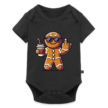 Cool gingerbread man with middle finger Christmas - Baby Premium short-sleeve bodysuit - black - Front