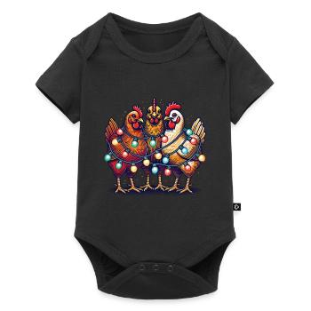 Poulets drôles de Noël avec des guirlandes lumineuses - Body à manches courtes Premium Bébé - noir - Devant
