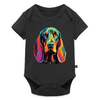 Watercolor Colorful Black And Tan Coonhound - Baby Premium short-sleeve bodysuit - black - Front