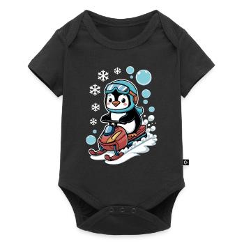 Pingouin mignon dans une aventure en motoneige - Body à manches courtes Premium Bébé - noir - Devant