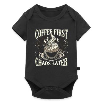 Erst Kaffee, dann Chaos - Baby Premium Kurzarmbody - Schwarz - Vorne