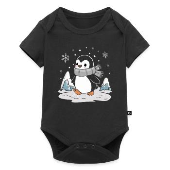 Funny penguin in winter wonderland - Baby Premium short-sleeve bodysuit - black - Front