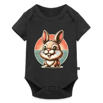 Lapin Rétro Vintage - Body à manches courtes Premium Bébé - noir - Devant