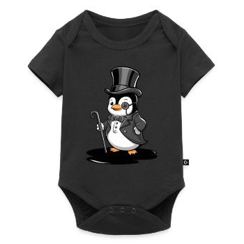 Pingouin élégant avec chapeau haut de forme - Body à manches courtes Premium Bébé - noir - Devant