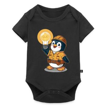 Penguin Electrician With Light Bulb - Baby Premium short-sleeve bodysuit - black - Front