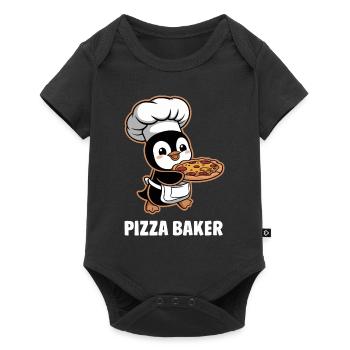 Pizza Baker Penguin Funny Chef - Baby Premium short-sleeve bodysuit - black - Front