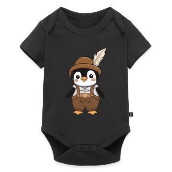 Lustiger Pinguin im Bayerischen Outfit - Baby Premium Kurzarmbody - Schwarz - Vorne