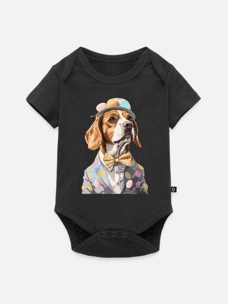 Beagle - Baby Premium Kurzarmbody - Schwarz