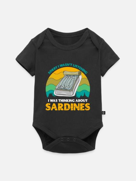 Sardinen, Angeln, Fische - Baby Premium Kurzarmbody - Schwarz