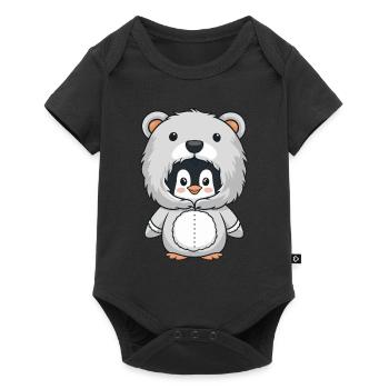 Pingouin en costume d’ours câlin - Body à manches courtes Premium Bébé - noir - Devant