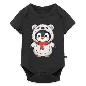Cute penguin in bear costume - Baby Premium short-sleeve bodysuit - black - Front