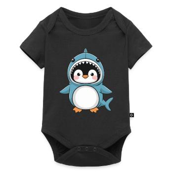 Pingouin mignon en costume de requin - Body à manches courtes Premium Bébé - noir - Devant