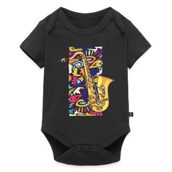 Musik Feiern: Saxophon Rock 'n' Roll -Künstler - Baby Premium Kurzarmbody - Schwarz - Vorne