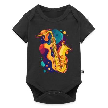 Musik Feiern: Saxophon Rock 'n' Roll -Künstler - Baby Premium Kurzarmbody - Schwarz - Vorne