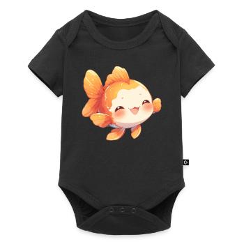 poisson rouge - Body à manches courtes Premium Bébé - noir - Devant