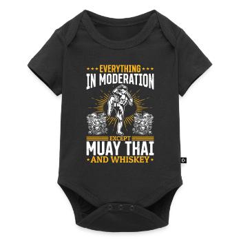 Tout avec modération sauf le Muay Thai et - Body à manches courtes Premium Bébé - noir - Devant