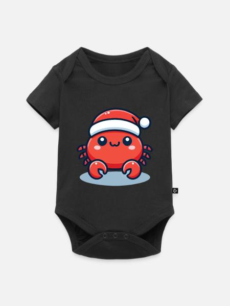 Fröhliche Krabbe Weihnachten Hut - Baby Premium Kurzarmbody - Schwarz