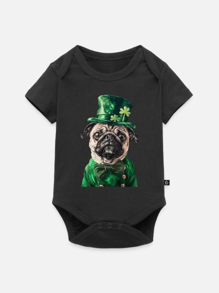 Mops - Baby Premium Kurzarmbody - Schwarz