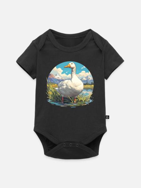 Gänse Gans - Baby Premium Kurzarmbody - Schwarz