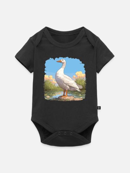 Gänse Gans - Baby Premium Kurzarmbody - Schwarz