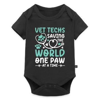 Vet Techs Saving The World One Paw At A Time - Baby Premium Kurzarmbody - Schwarz - Vorne