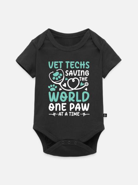 Vet Techs Saving The World One Paw At A Time - Baby Premium Kurzarmbody - Schwarz