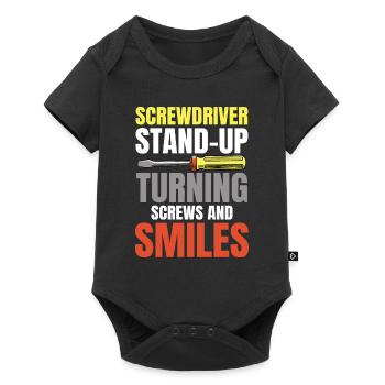 Screwdriver Stand-Up Turning Screws für einen - Baby Premium Kurzarmbody - Schwarz - Vorne