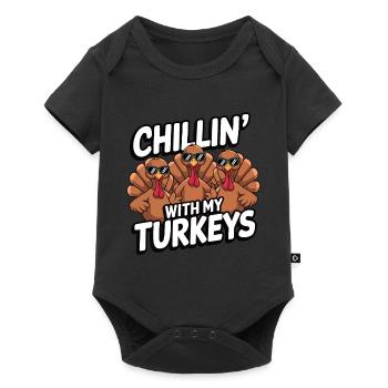 Dinde drôle de Thanksgiving - Body à manches courtes Premium Bébé - noir - Devant
