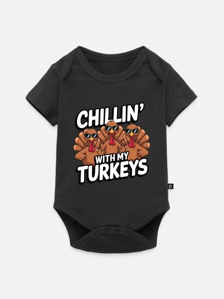 Lustiger Thanksgiving Truthahn - Baby Premium Kurzarmbody - Schwarz