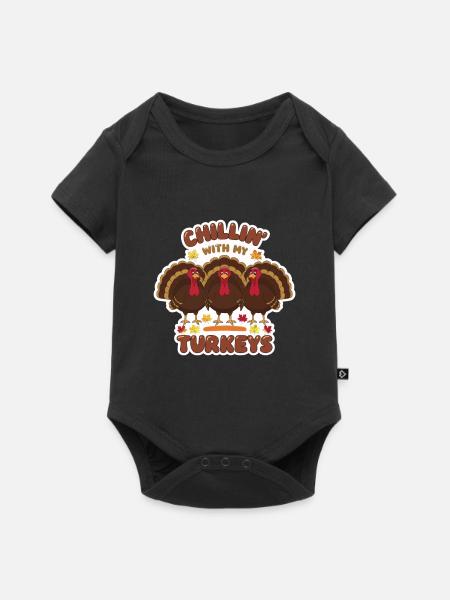 Lustiger Thanksgiving Truthahn - Baby Premium Kurzarmbody - Schwarz