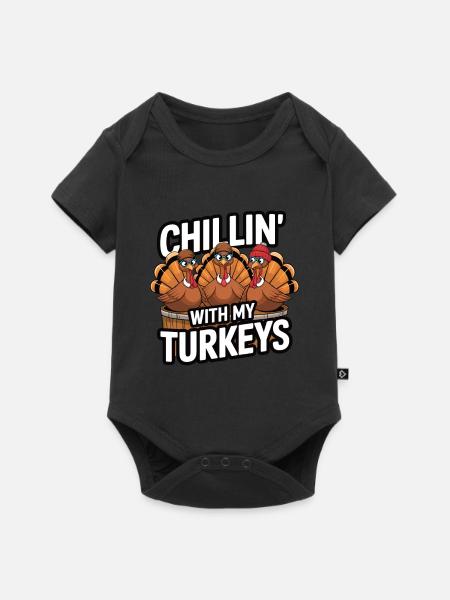 Lustiger Thanksgiving Truthahn - Baby Premium Kurzarmbody - Schwarz