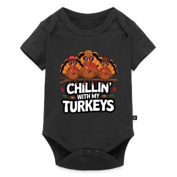 Lustiger Thanksgiving Truthahn - Baby Premium Kurzarmbody - Schwarz - Vorne