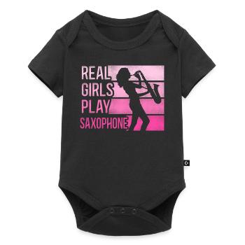 Saxophone Rétro Vintage Real Girls - Body à manches courtes Premium Bébé - noir - Devant