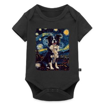 Border Collie Dog Animal Starry Night Sky Painting - Baby Premium short-sleeve bodysuit - black - Front