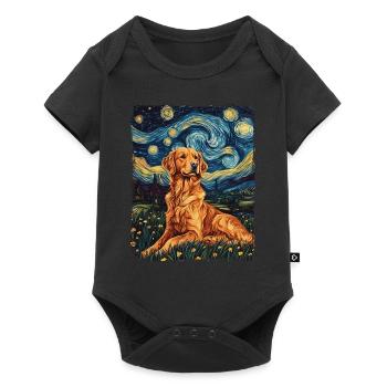 Golden Retriever Animal Starry Night Sky Painting - Baby Premium short-sleeve bodysuit - black - Front