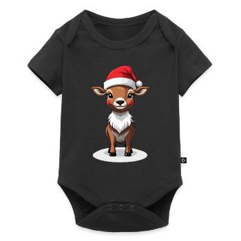 Christmas reindeer with cap - Baby Premium short-sleeve bodysuit - black - Front