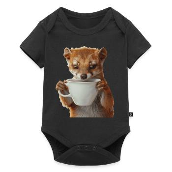 Hermelin Kaffee - Baby Premium Kurzarmbody - Schwarz - Vorne