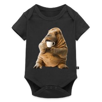 Walross Kaffee - Baby Premium Kurzarmbody - Schwarz - Vorne